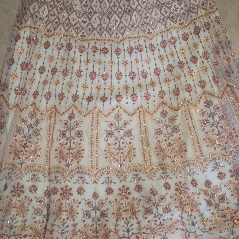 Soft Surroundings Cream and Blush Printed A-Line Skirt - Picture 5 of 9